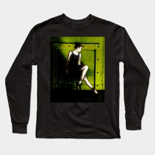 Beautiful girl, ballet dancer, near the concrete wall with iron plate. Roughness and tenderness. Long Sleeve T-Shirt